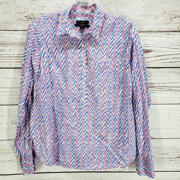 J.CREW Women's100%Cotton Classic Half Button Long Sleeve Top Size Small - Picture 1 of 13
